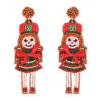 CHRISTMAS NUTCRACKER BEADED POST EARRINGS