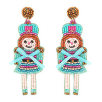 CHRISTMAS NUTCRACKER BEADED POST EARRINGS