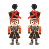CHRISTMAS NUTCRACKER SEED BEADED EARRINGS