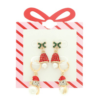 CHRISTMAS PEARL ELF & SANTA EARRING SET