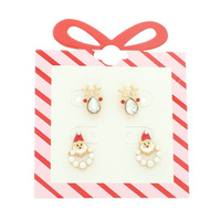 CHRISTMAS REINDEER AND SANTA EARRING SET