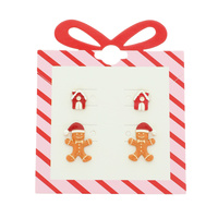 CHRISTMAS GINGERBREAD MAN AND HOUSE EARRING SET