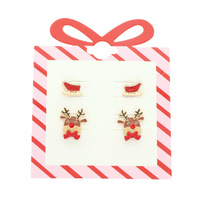 CHRISTMAS SLEIGH REINDEER EARRING SET
