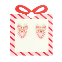 CHRISTMAS CANDY HEART STUD EARRINGS