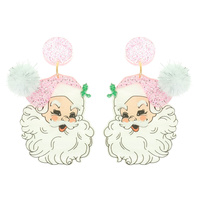 CHRISTMAS SANTA GLITTER POM EARRINGS