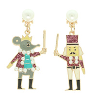 CHRISTMAS MOUSE AND NUTCRACKER EARRINGS