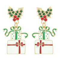 CHRISTMAS PRESENT HOLLY EARRINGS
