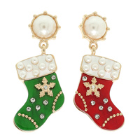 CHRISTMAS STOCKING POST DANGLE EARRINGS