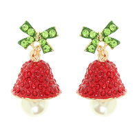CHRISTMAS HOLLY BELL POST EARRINGS