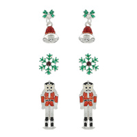 3 PAIRS CHRISTMAS EARRINGS SET