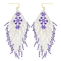 CHRISTMAS SNOWFLAKE SEED BEAD FRINGE EARRINGS