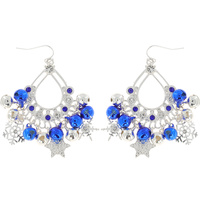 OPEN TEARDROP JINGLE BELLS CRYSTAL RHINESTONE DANGLE AND DROP HOOK EARRINGS