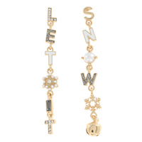 LET IT SNOW -CRYSTAL RHINESTONE CHRISTMAS THEMED GLITTER ENAMEL COATED LONG DROP EARRINGS