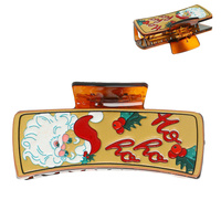 CHRISTMAS SANTA TOOLED LEATHER HAIR CLAW CLIP