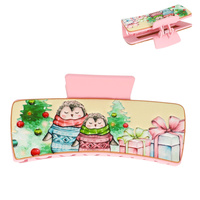 CHRISTMAS PENGUIN TOOLED LEATHER HAIR CLAW CLIP