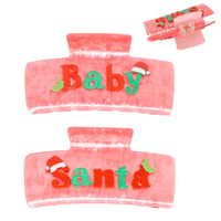 CHRISTMAS JEWELED SANTA BABY HAIR CLAW CLIP