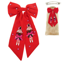 CHRISTMAS NUTCRACKER BOW BARRETTE HAIR CLIP