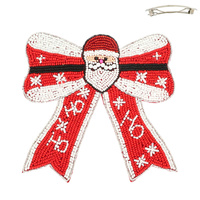 CHRISTMAS SANTA BOW BARRETTE HAIR CLIP