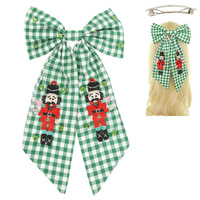 CHRISTMAS NUTCRACKER BOW BARRETTE HAIR CLIP