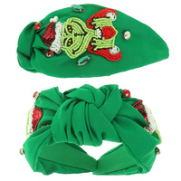 GRINCH HAND HEART TOP KNOTTED HEADBAND