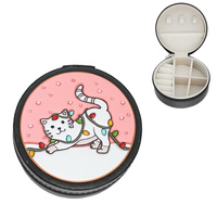 CHRISTMAS CAT THEMED LEATHER JEWELRY CASE