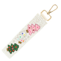 CHRISTMAS TREE TRIO JEWELED KEY CHAIN