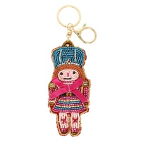 CHRISTMAS NUTCRACKER BEADED KEYCHAIN