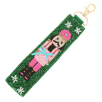 CHRISTMAS NUTCRACKER SEED BEAD KEYCHAIN