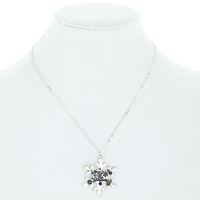 TIS THE SEASON SNOWFLAKE -CHRISTMAS QUOTE RHINESTONE JEWELED ENGRAVED XMAS PENDANT NECKLACE