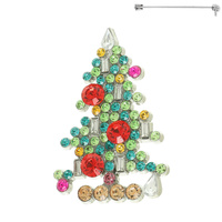 CHRISTMAS TREE CRYSTAL BROOCH PIN