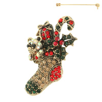 CHRISTMAS STOCKING BROOCH PIN