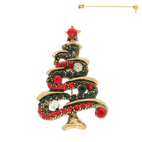 CHRISTMAS TREE CRYSTAL BROOCH PIN