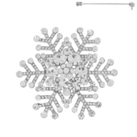 CHRISTMAS ICED OUT CRYSTAL RHINESTONE PAVE SNOWFLAKE BROOCH PIN