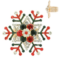 CHRISTMAS CRYSTAL RHINESTONE PAVE SNOWFLAKE STRETCH RING